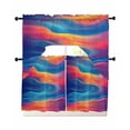thumbnail image 1 of Blue Pink Orange Abstract Swag Kitchen Curtains Sets for Windows 24 Inch Length, Watercolor Water Ripple Short Window Curtain Panels Swags Valances and Tiers 3 Piece Set for Cafe/Dining Room, 1 of 5