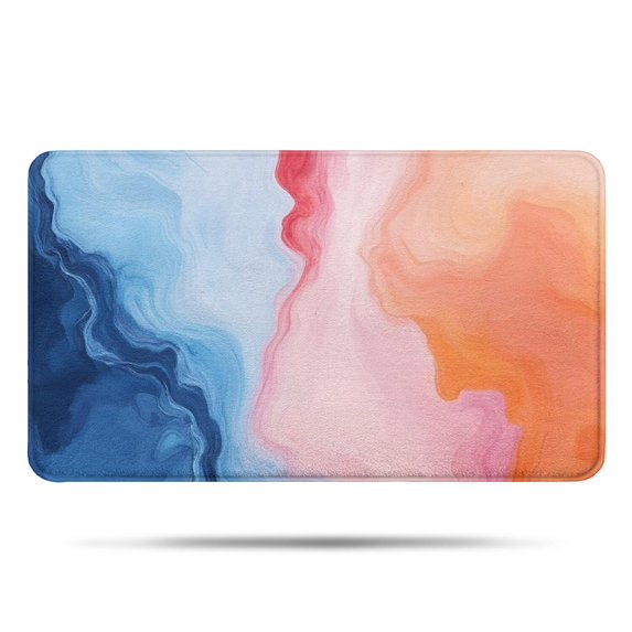 Blue Pink Orange Marble Bathroom Rugs Mat,Non Slip Microfiber Bathroom Rug,Rubber Backing,Soft Bathroom Mats for Bathroom Floor,Tub and Shower,17x30in(43x75cm)