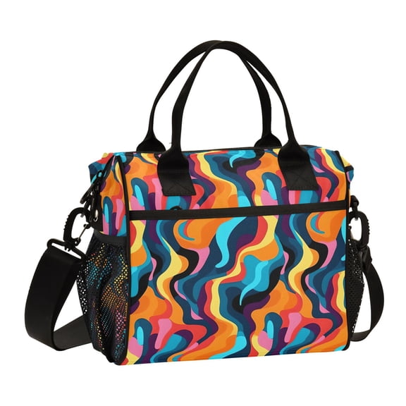 Blue Pink Orange Tie Dye Lunch Bag Insulated Lunch Box Leakproof Reusable Cooler Tote Adjustable Shoulder Strap for Men Women 9L