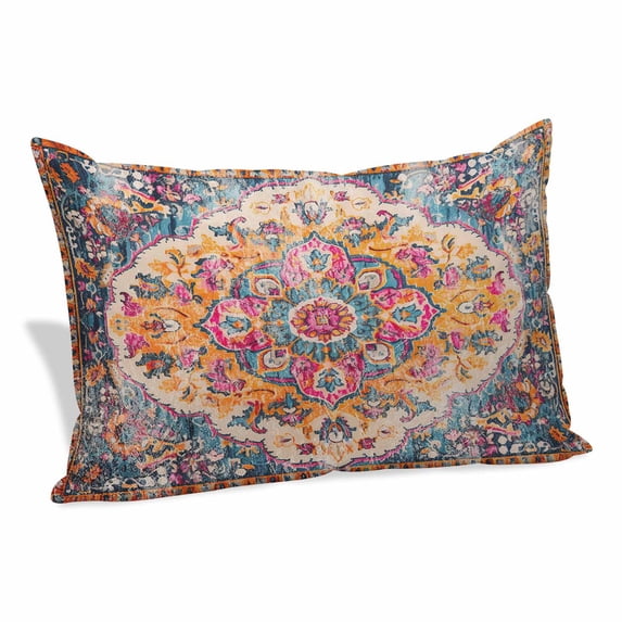 Blue Pink Pillow Covers 12"x20", Boho Middle Century Geometric Abstract Soft Brushed Microfiber Breathable Throw Pillow Covers, Decorative Pillowcase with Zipper for Couch Sofa Bedroom Living Room