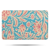 Blue and Pink Pioneer Flower Bathroom Rugs Mat,Non Slip Microfiber Bathroom Rug,Rubber Backing,Soft Bathroom Mats for Bathroom Floor,Tub and Shower,17x27in(43x68cm)