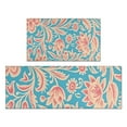 thumbnail image 1 of Blue and Pink Pioneer Flower Kitchen Rugs Sets Of 2,Anti Fatigue Kitchen Mat Rugs Non Slip Washable,Decorative Kitchen Floor Mats for Kitchen,Sink,Laundry,17"x30"+17"x47", 1 of 7