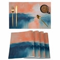 thumbnail image 1 of Blue Pink Placemats Set of 4 Minimalism Abstract Gradient Oil Painting Place Mats Indoor Wipeable Table Mats Washable Cloth Dining Table Placemats for Kitchen Holiday Party Home Decor 13x19 Inch, 1 of 9