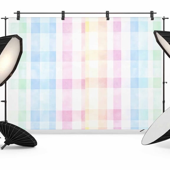 Blue Pink Plaid Backdrop for Photoshoot,Photography Photo Studio Background Wall Backdrop,Pastel Green White Buffalo Patchwork Back Drop Banner Panel for Portraits Wedding Party Live Streaming 7x5Ft
