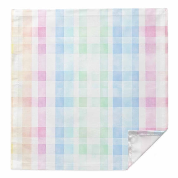 Blue Pink Plaid Cloth Napkins Washable Set of 1, Pastel Green White Buffalo Patchwork Reusable Dinner Table Napkins Cloth Bulk for Weddings Kitchen Restaurants Hotel Events Parties 20 x 20 Inch