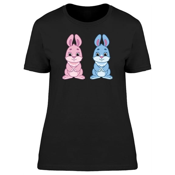 Blue & Pink Rabbits T-Shirt Women -Image by Shutterstock, Female x-Large