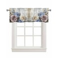 thumbnail image 1 of Blue Pink Roses Kitchen Valances for Windows Farmhouse Linen Window Valance Curtain for Living Room Window Treatment Retro Botanical Flowers Wooden Valance Rod Pocket Topper Drape, 60 x 18 Inch, 1 of 6