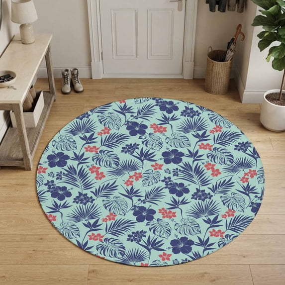 Blue Pink Round Area Rug 6Ft Washable Circle Rugs for Bathroom Office ...