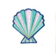 thumbnail image 1 of Blue/Pink Shimmery Seashell - Iron On Embroidered Applique Patch, 1 of 1