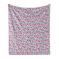 thumbnail image 1 of Blue and Pink Soft Flannel Fleece Throw Blanket, Abstract Petals and Leaves, Cozy Plush for Indoor and Outdoor Use, 50" x 60", Sea Blue Pink, by Ambesonne, 1 of 5