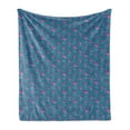 thumbnail image 1 of Blue and Pink Soft Flannel Fleece Throw Blanket, Pattern Exotic Flamingo, Cozy Plush for Indoor and Outdoor Use, 50" x 70", Dark Turquoise Pink, by Ambesonne, 1 of 5