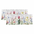 thumbnail image 1 of Blue Pink Spring Floral Curtain Valances for Windows, Kitchen Valance Window Treatments Panel 2 Pack, Summer Tulip Botanical Rod Pocket Short Curtains for Bathroom Bedroom 60 x 18 Inch, 1 of 8