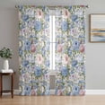 thumbnail image 1 of Blue Pink Spring Floral Sheer Curtains 72 Inch Length 2 Panels Set, Vintage Summer Botanical Voile Window Treatment Rod Pocket Curtains Sheers Drapes for Bedroom/Living Room/Kitchen 52"x72"x2, 1 of 7