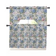 thumbnail image 1 of Blue Pink Spring Floral Swag Kitchen Curtains Sets for Windows 24 Inch Length, Vintage Summer Botanical Short Window Curtain Panels Swags Valances and Tiers 3 Piece Set for Cafe/Dining Room, 1 of 5