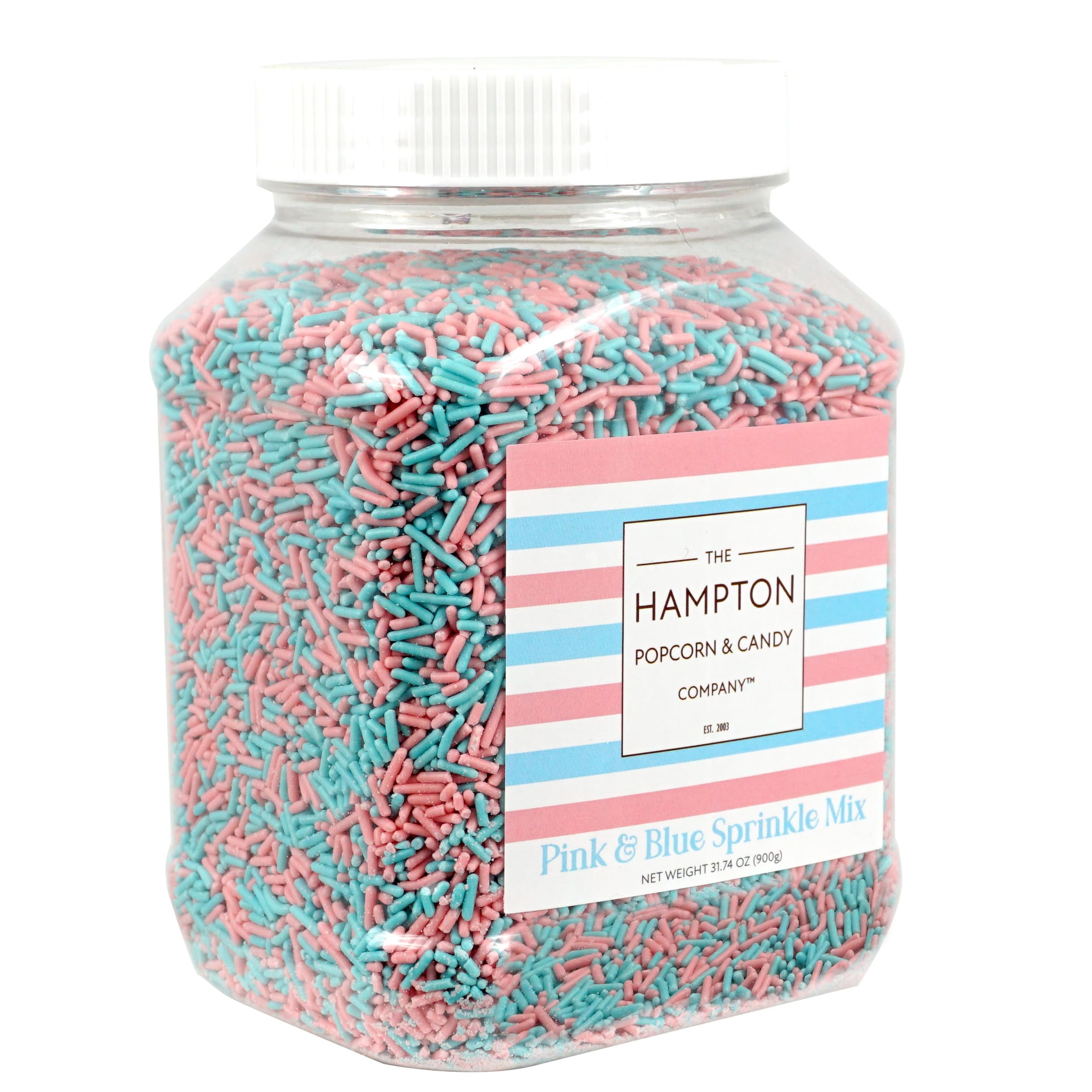 Blue & Pink Sprinkles Jimmies 1.98 Pounds Container, Gender Reveal Candy, Pink and Blue Candy, Sprinkles For Cake Decorating, Cake Sprinkles, Baking, Ice Cream & More, The Hampton Candy Company