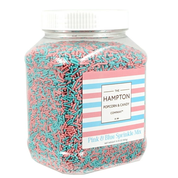 Blue & Pink Sprinkles Jimmies 1.98 Pounds Container, Gender Reveal Candy, Pink and Blue Candy, Sprinkles For Cake Decorating, Cake Sprinkles, Baking, Ice Cream & More, The Hampton Candy Company