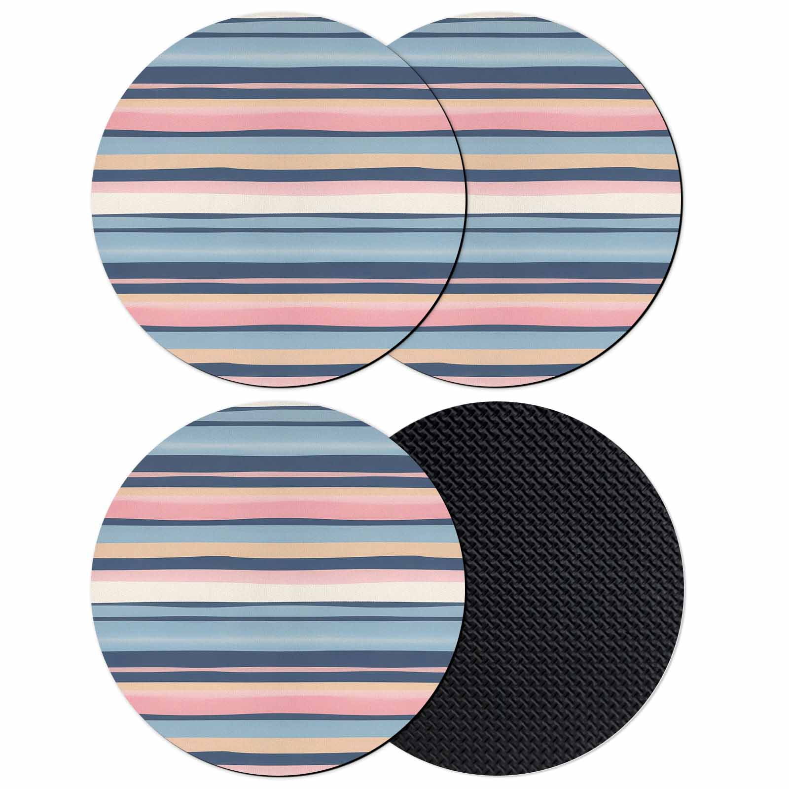 Pink Coaster Set Blue Pink Striped Coasters Set of 4, Absorbent Coasters for Drinks ...