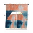 thumbnail image 1 of Blue Pink Swag Kitchen Curtains Sets for Windows 24 Inch Length, Minimalism Abstract Gradient Oil Painting Short Window Curtain Panels Swags Valances and Tiers 3 Piece Set for Cafe/Dining Room, 1 of 5