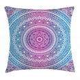 thumbnail image 1 of Blue and Pink Throw Pillow Cushion Cover, Ombre Mandala Floral Star Medallion Pattern Indian Style Bohemian, Decorative Square Accent Pillow Case, 18 X 18 Inches, Blue White and Violet, by Ambesonne, 1 of 1