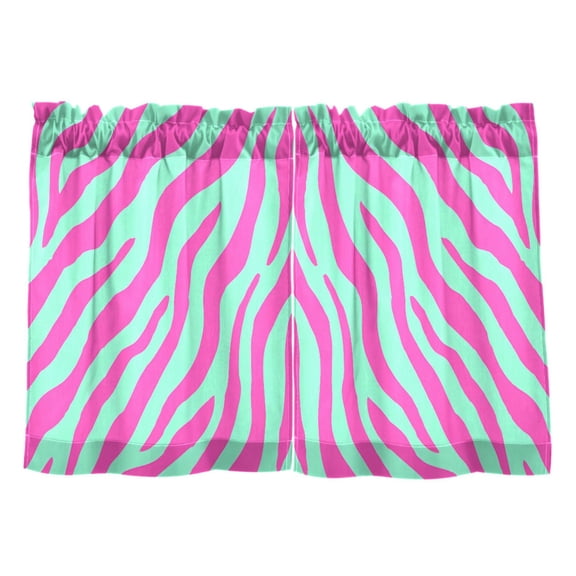 Blue Pink Zebra Pattern Tier Curtains Tier Kitchen Living Room Bedroom Balcony 2 Panels 27x24 Inch