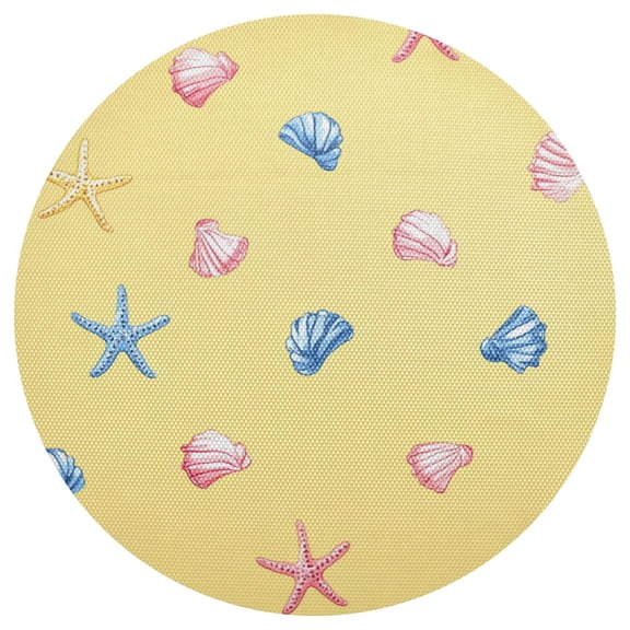 Blue Pinkish Seashells Starfish PVC Round Grid Placemat Table Mat 1 Pc 15.4" x 15.4"