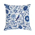 thumbnail image 1 of Blue Pioneer Flower And Bird Pillow Covers,Blue Pioneer Flower And Bird Throw Pillow Covers 24"×24" ,Living Room Sofa Couch Pillow Covers,Decorative Pillow Covers, 1 of 7