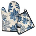 thumbnail image 1 of Blue Pioneer Flower Kitchen Oven Mitt and Pot Holder Sets 2 Pcs for Baking, Cooking and Grilling, Heat Resistant Up To 392 °F, 1 of 7