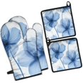 thumbnail image 1 of Blue Pioneer Flower Kitchen Oven Mitt and Pot Holder Sets 4 Pcs for Baking, Cooking and Grilling, Heat Resistant Up To 392 °F, 1 of 7