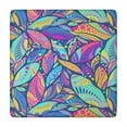 thumbnail image 1 of Blue Pioneer Flower and Leaf Pattern Square Fitted Tablecloth with Elastic Edge,Square Table Cover,Washable Elastic Table Cover for Home Kitchen Party Decor 34"x34", 1 of 6