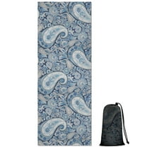 Blue Pioneer Flower and Paisley Pattern (3) Hot Yoga Mat Towel Non Slip for Hot Yoga - Quick-Drying Yoga Mat Cover with 4 Corner Pockets with Travel Bag - Hot Yoga Towel Non Slip 70"x26"