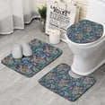 thumbnail image 1 of Blue Pioneer Flower and Paisley Pattern Bathroom Rugs Sets 3 Piece,Toilet Cover Set,Absorbent Non Slip Bathroom Mats Sets with U-Shaped Contour Rug Toilet Rug Set, 1 of 5