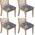 thumbnail image 1 of Blue Pioneer Flower and Paisley Pattern Seat Covers for Dining Room Chairs Set Of 4,Stretch Printed Washable Chair Seat Cover with Elastic Ties and Button,Removable Waterproof Couch Cushion Covers, 1 of 6