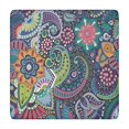 thumbnail image 1 of Blue Pioneer Flower and Paisley Pattern Square Fitted Tablecloth with Elastic Edge,Square Table Cover,Washable Elastic Table Cover for Home Kitchen Party Decor 34"x34", 1 of 6