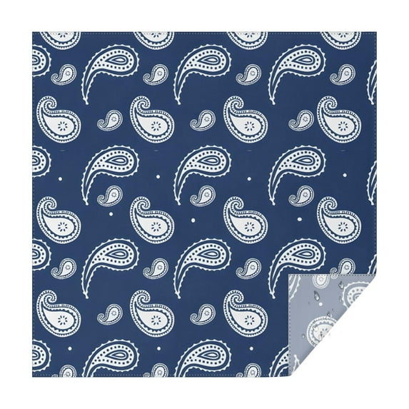 Blue Pioneer Flower and Paisley Pattern Square Tablecloth,Waterproof Square Table Cover,Wipeable Spillproof Washable Table Cover for Home Kitchen Party Decor 60"x60"(152x152cm)