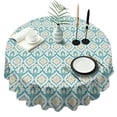 thumbnail image 1 of Blue Pioneer Flower Pattern Round Tablecloth 60"x60",Wrinkle Wipeable Table Cloth for Kitchen Dining Room Picnic Patio Party, 1 of 6