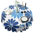 thumbnail image 1 of Blue Pioneer Flower Round Tablecloth 60" X 60",Wrinkle Wipeable Table Cloth for Kitchen Dining Room Picnic Patio Party, 1 of 6