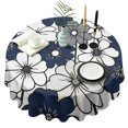 thumbnail image 1 of Blue Pioneer Flower Round Tablecloth 60" X 60",Wrinkle Wipeable Table Cloth for Kitchen Dining Room Picnic Patio Party, 1 of 6