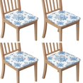 thumbnail image 1 of Blue Pioneer Flower Seat Covers for Dining Room Chairs Set Of 4,Stretch Printed Washable Chair Seat Cover with Elastic Ties and Button,Removable Waterproof Couch Cushion Covers, 1 of 6
