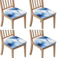 thumbnail image 1 of Blue Pioneer Flower Seat Covers for Dining Room Chairs Set Of 4,Stretch Printed Washable Chair Seat Cover with Elastic Ties and Button,Removable Waterproof Couch Cushion Covers, 1 of 6