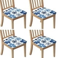 thumbnail image 1 of Blue Pioneer Flower Seat Covers for Dining Room Chairs Set Of 4,Stretch Printed Washable Chair Seat Cover with Elastic Ties and Button,Removable Waterproof Couch Cushion Covers, 1 of 6