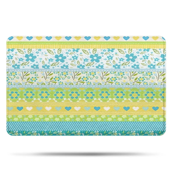 Blue Pioneer Flower Striped Pattern Bathroom Rugs Mat,Non Slip Microfiber Bathroom Rug,Rubber Backing,Soft Bathroom Mats for Bathroom Floor,Tub and Shower,20x32in(50x80cm)