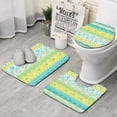 thumbnail image 1 of Blue Pioneer Flower Striped Pattern Bathroom Rugs Sets 3 Piece,Toilet Cover Set,Absorbent Non Slip Bathroom Mats Sets with U-Shaped Contour Rug Toilet Rug Set, 1 of 5