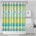 thumbnail image 1 of Blue Pioneer Flower Striped Pattern Shower Curtain 72"x84" ,Bathroom Decorative Shower Curtains Set with 12 Hooks,Modern Waterproof Washable Shower Curtain, 1 of 6