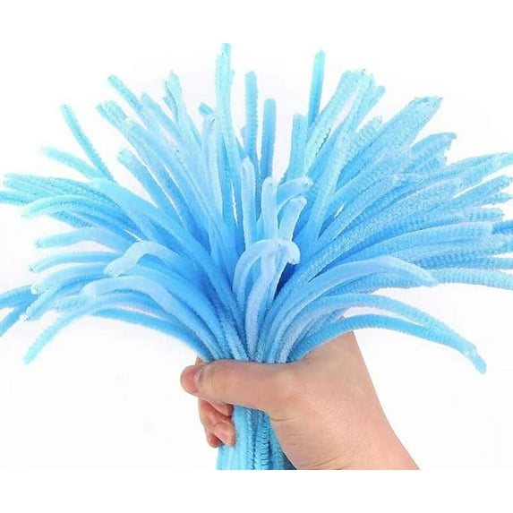 Blue Pipe Cleaners, 100psc Pipe Cleaners Craft Supplies, Chenille Stems, Pipe Cleaners for Crafts, Art and Craft Supplies