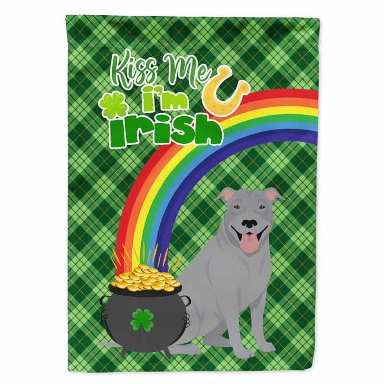 Blue Pit Bull Terrier St. Patrick's Day Flag Garden Size