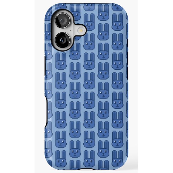 Blue Pixel Bunny Rabbit Game Design Phone Case for iPhone 11 12 13 14 15 16 17 Pro Max