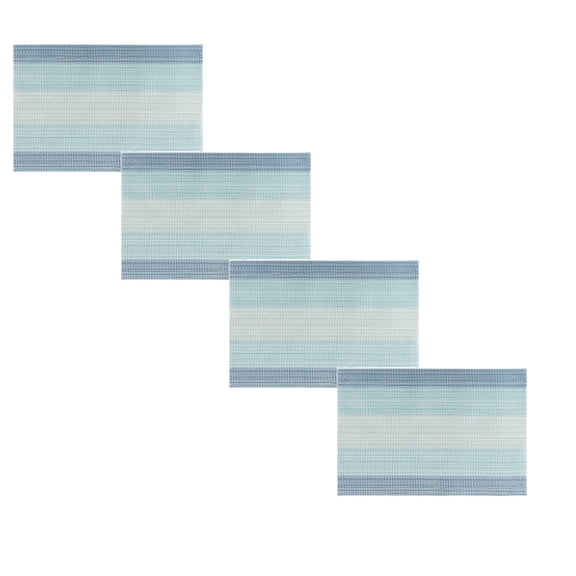 Blue Placemats Set of 4, Vinyl Table Place Mats Stain Resistant Foldable Placemats Washable Wipeable Placemat for Kitchen Dining Table Decoration Indoor Outdoor, 17.7x11.8"