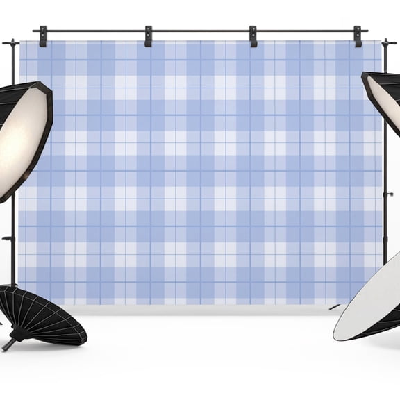 Blue Plaid Backdrops for Photography, Country Rustic Farmhouse Classic Minimalist Checkered Fabric Photo Background Sturdy Studio Props for Photo Studio, Video Recording Photoshoot 7x5ft
