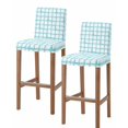 thumbnail image 1 of Blue Plaid Bar Stool Covers Set of 2, Farmhouse Buffalo Check Stripes Modern Geometric Stretch Bar Chair Covers with Backs, Removable Pub Counter Height Chair Cover for Kitchen Dining Room Cafe, 1 of 7