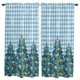 thumbnail image 1 of Blue Plaid Christmas Tree Kitchen Curtain 2 Panels Curtains 72 Inch Length, Winter Snowflake Xmas Tree Curtains Rod Pocket Curtains Window Drapes Treatment Window Cafe Curtains, 1 of 5